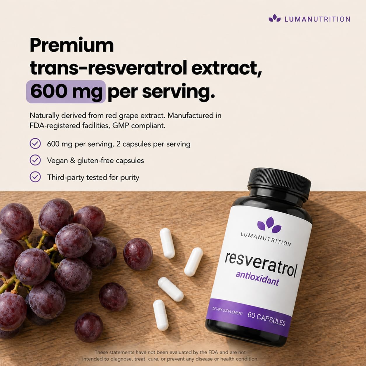 Luma Nutrition cápsulas abiertas sobre superficie, visual de contenido