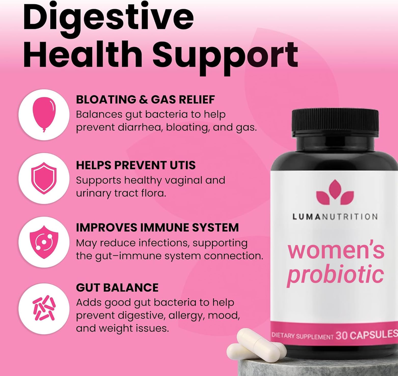 Luma Nutrition detalle de cápsulas destacando alta concentración y pureza
