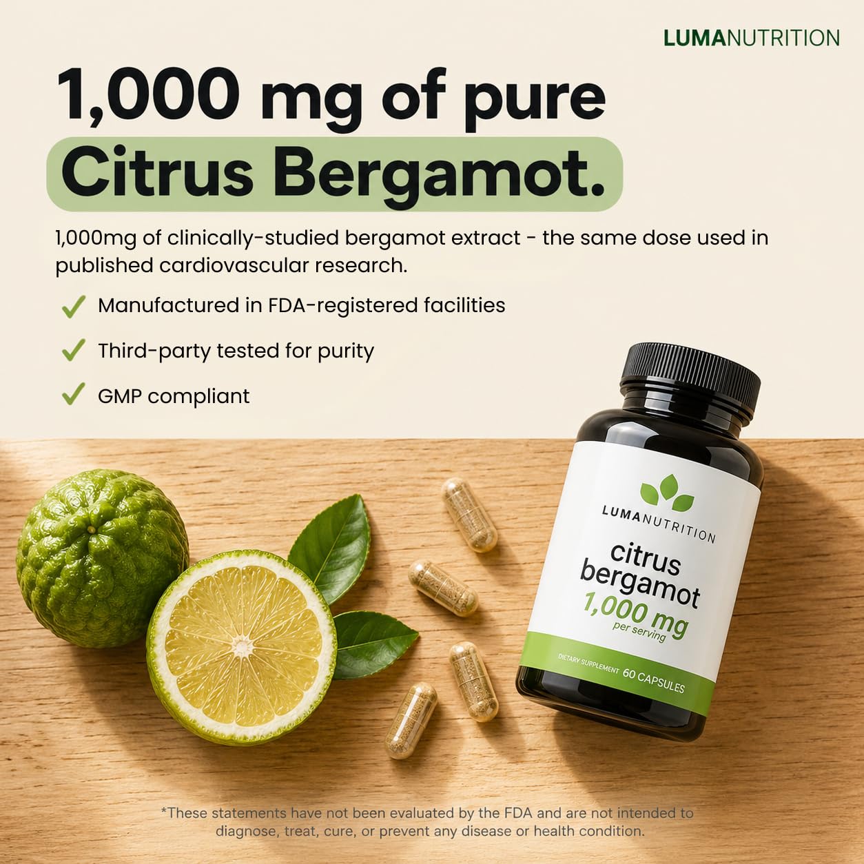 Luma Nutrition etiqueta con información nutricional y garantías de calidad
