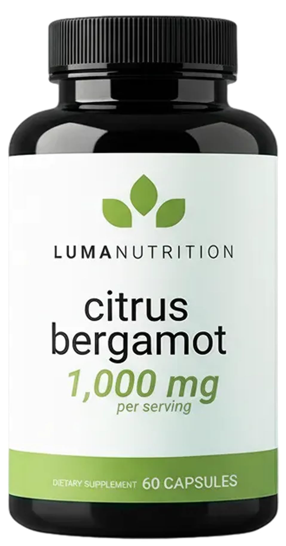 Luma Nutrition frasco frontal mostrando etiqueta y beneficio de pureza