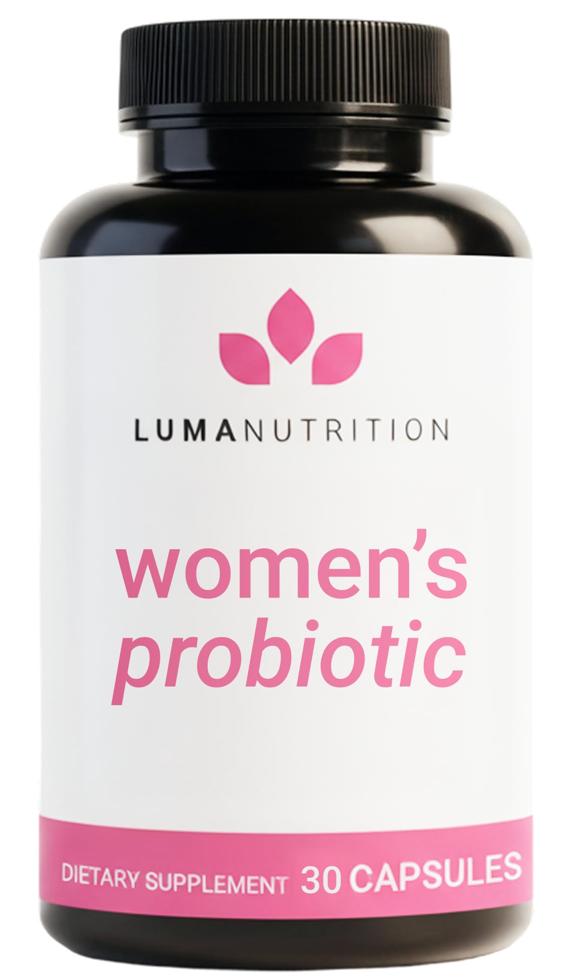 Luma Nutrition frasco frontal mostrando el envase y beneficio de soporte femenino