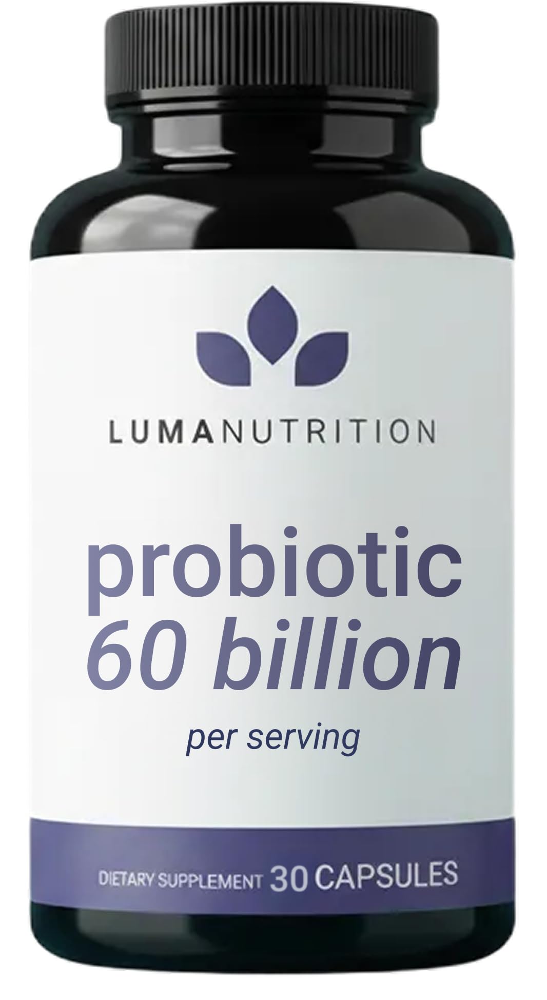 Luma Nutrition frontal del envase mostrando 60B CFU y beneficios