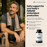 Etiqueta de Luma Nutrition NAC mostrando lista de ingredientes y pureza