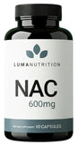 Luma Nutrition envase frontal mostrando NAC 600 mg, claridad en la dosificación