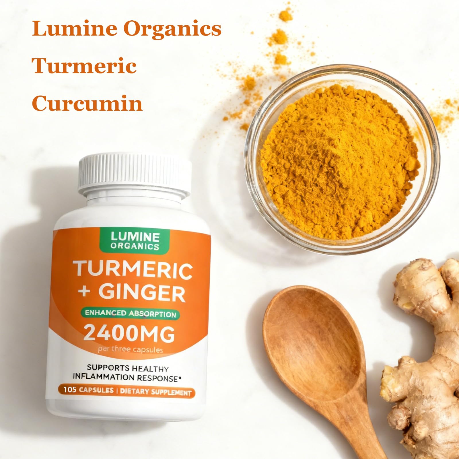 Lumine Organics cápsula en primer plano mostrando textura y calidad