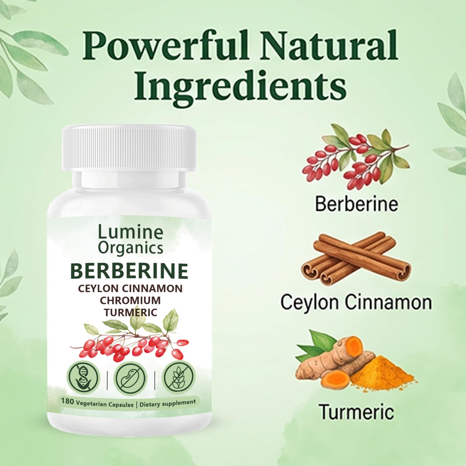 Lumine Organics ingredientes botánicos secos, evidencia de fórmula vegetal