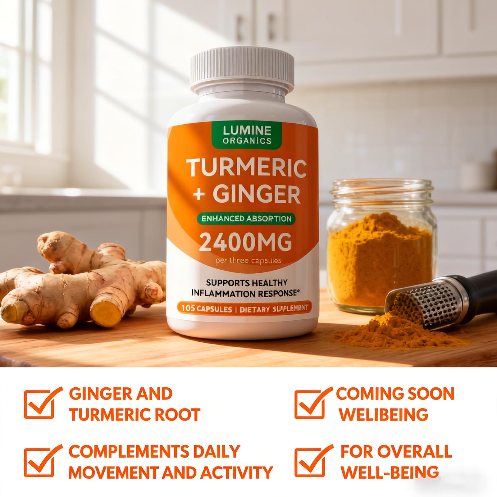 Lumine Organics cápsulas en mano para visualización de dosificación práctica