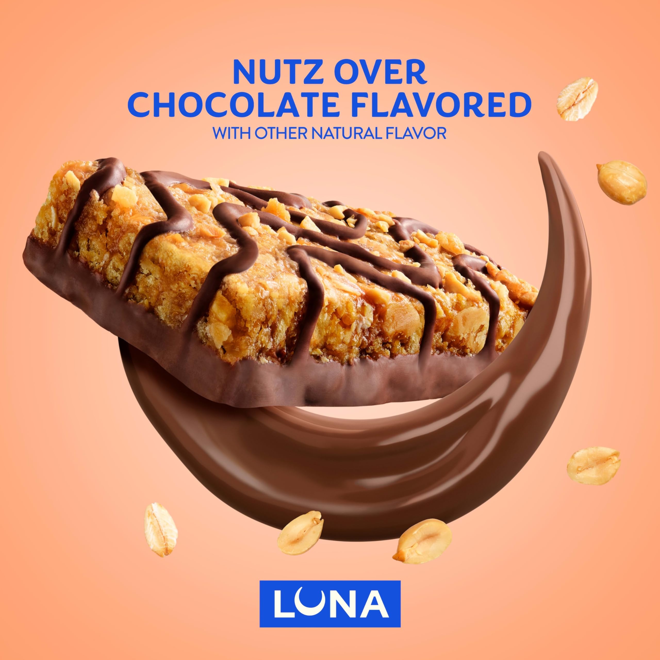 Luna Bar close-up de cobertura de chocolate oscuro y sabor