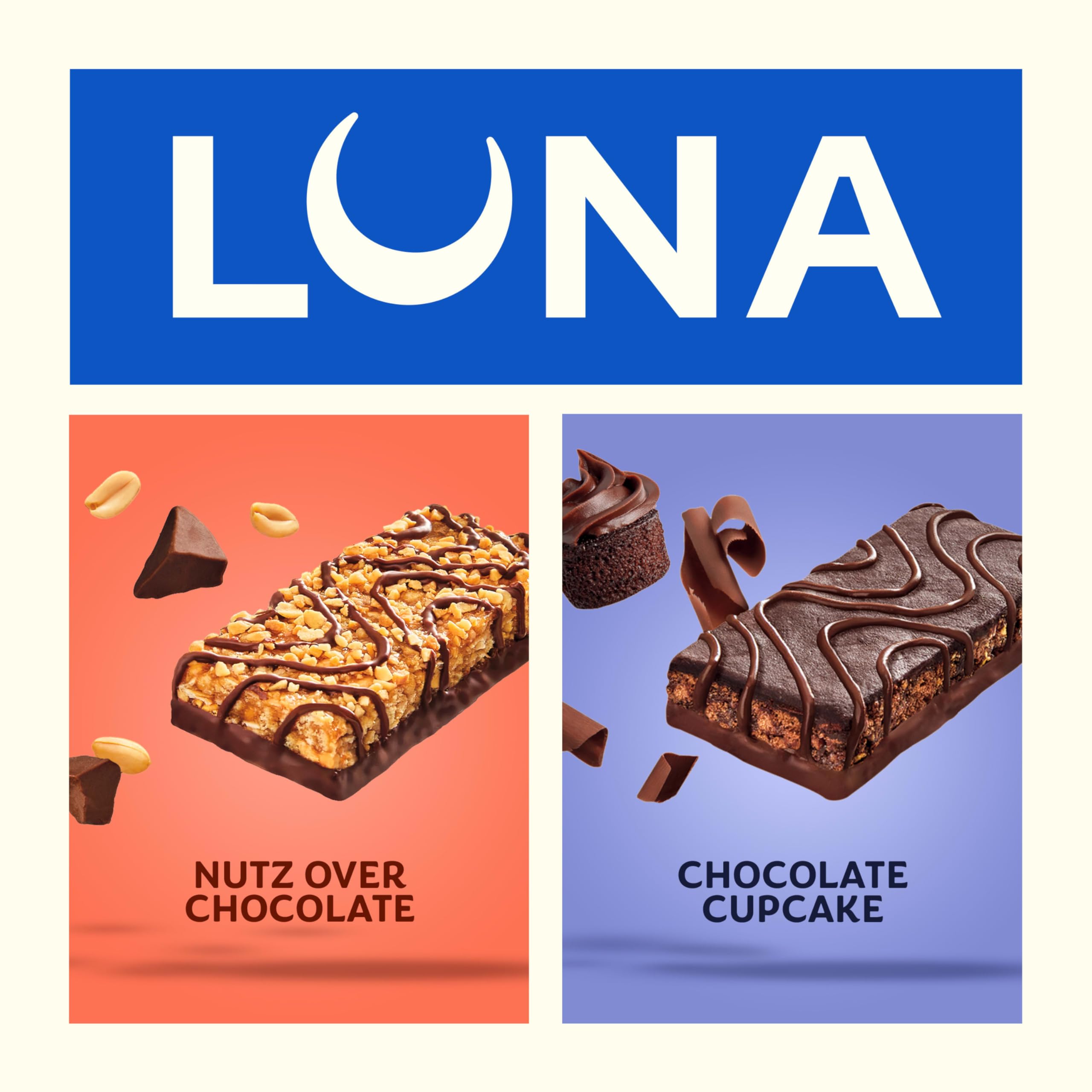 Unidad de LUNA Bar Nutz Over Chocolate con trozos, crujiente y nutritiva