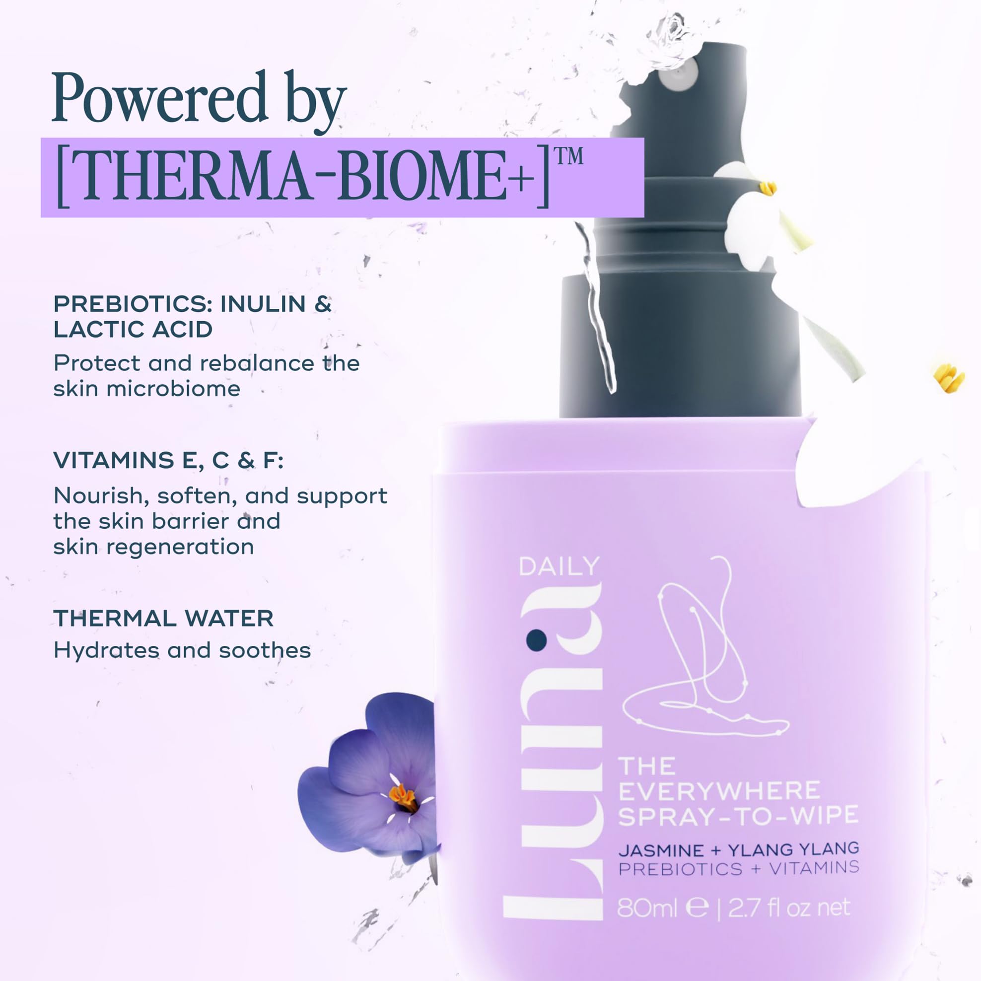 Luna Daily bruma sobre piel que hidrata y refresca al instante
