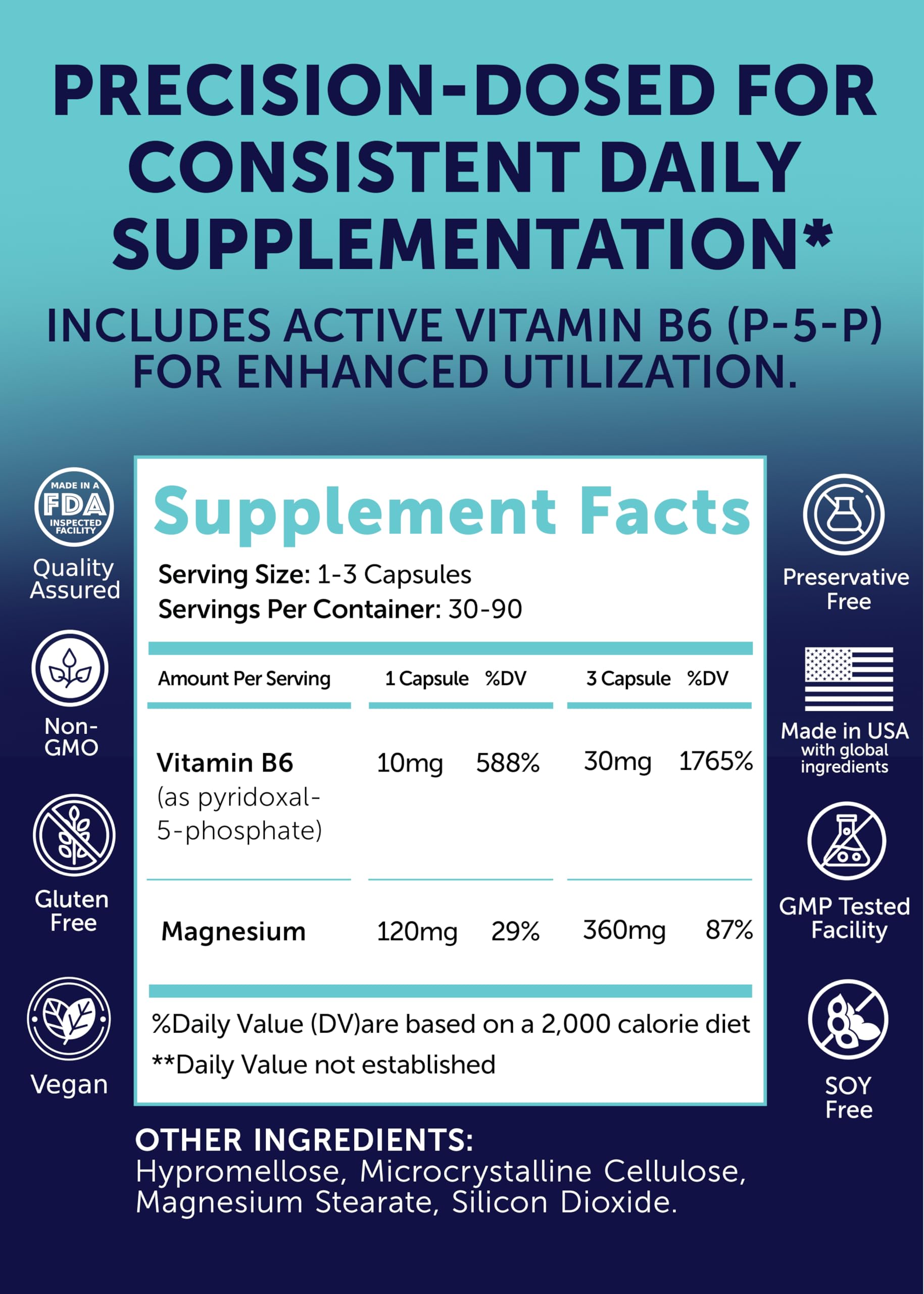Lunakai etiqueta con lista de ingredientes y ventaja de B6 activa (P-5-P)