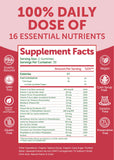 Etiqueta nutricional Lunakai mostrando 16 vitaminas y minerales