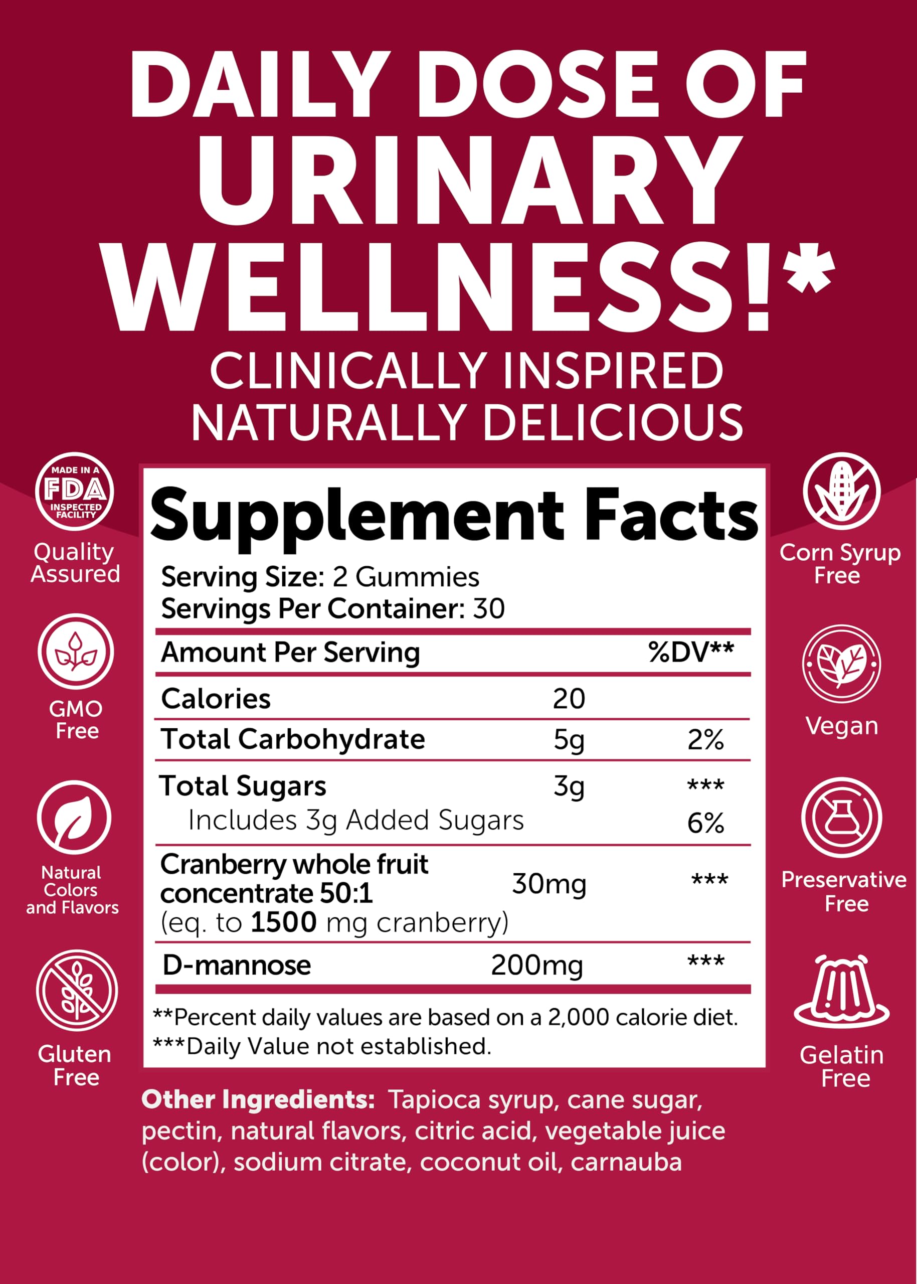 Etiqueta nutricional Lunakai visible, mostrando concentraciones 50:1 y 200 mg D‑Mannosa