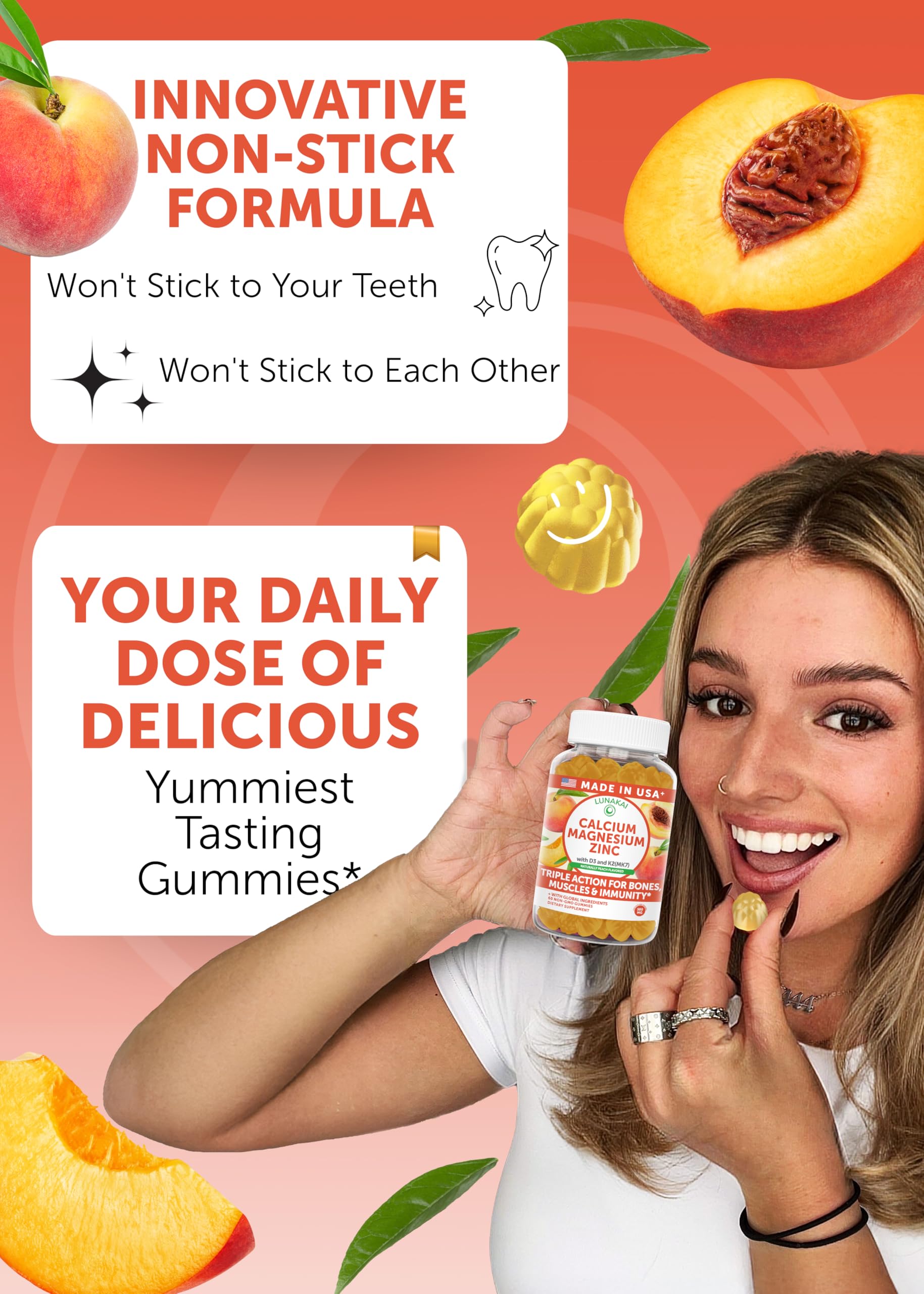 Gomitas Lunakai en mano para comparar tamaño y dosis conveniente