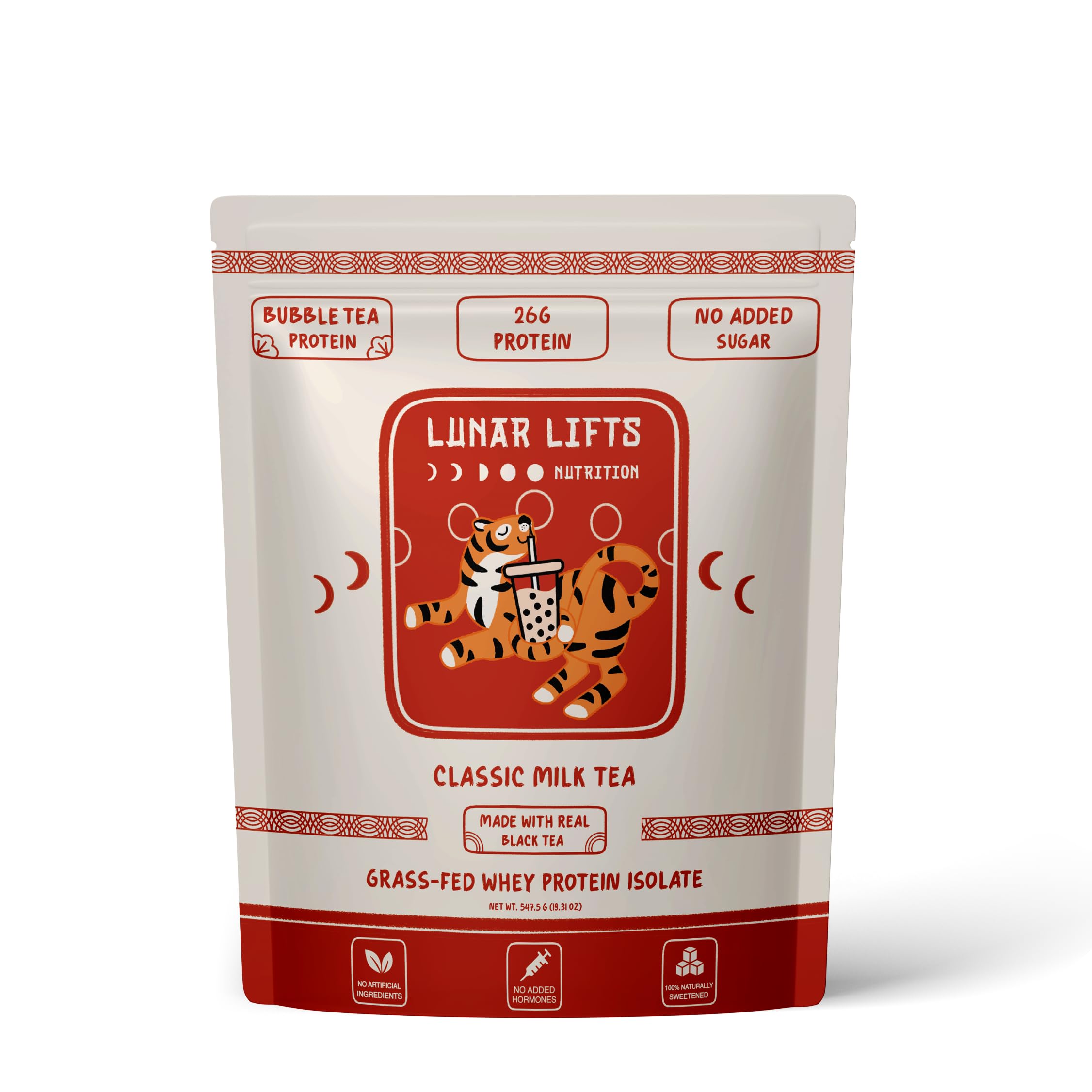 Lunar Lifts envase frontal mostrando identidad y beneficio proteico