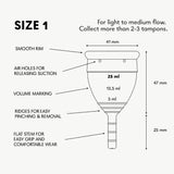 lunette comparación de tallas 1 y 2 para elegir capacidad correcta