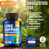 LUNGWELL etiqueta nutricional detalle con vitaminas y componentes clave