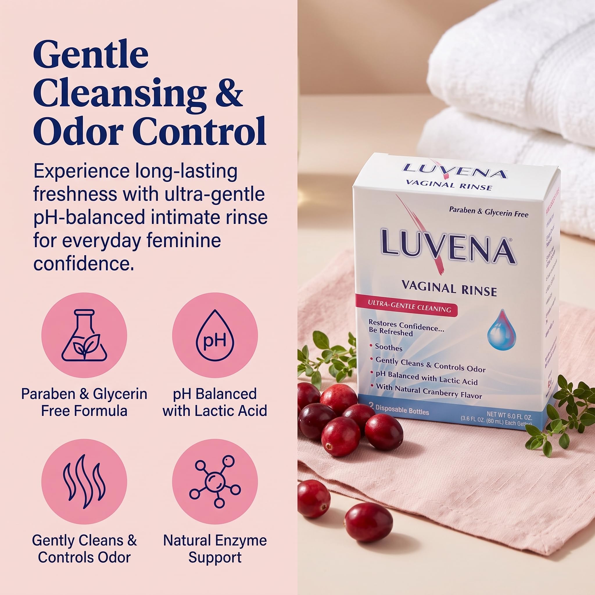 LUVENA textura de la solución acuosa para sensación suave y limpieza sin resecar