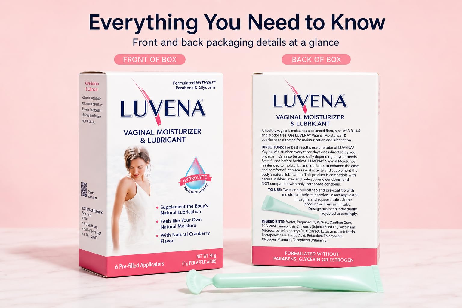 LUVENA tubo con aplicador listo para uso higiénico y dosificado