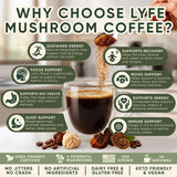 LYFE etiqueta con lista de hongos funcionales y transparencia de ingredientes