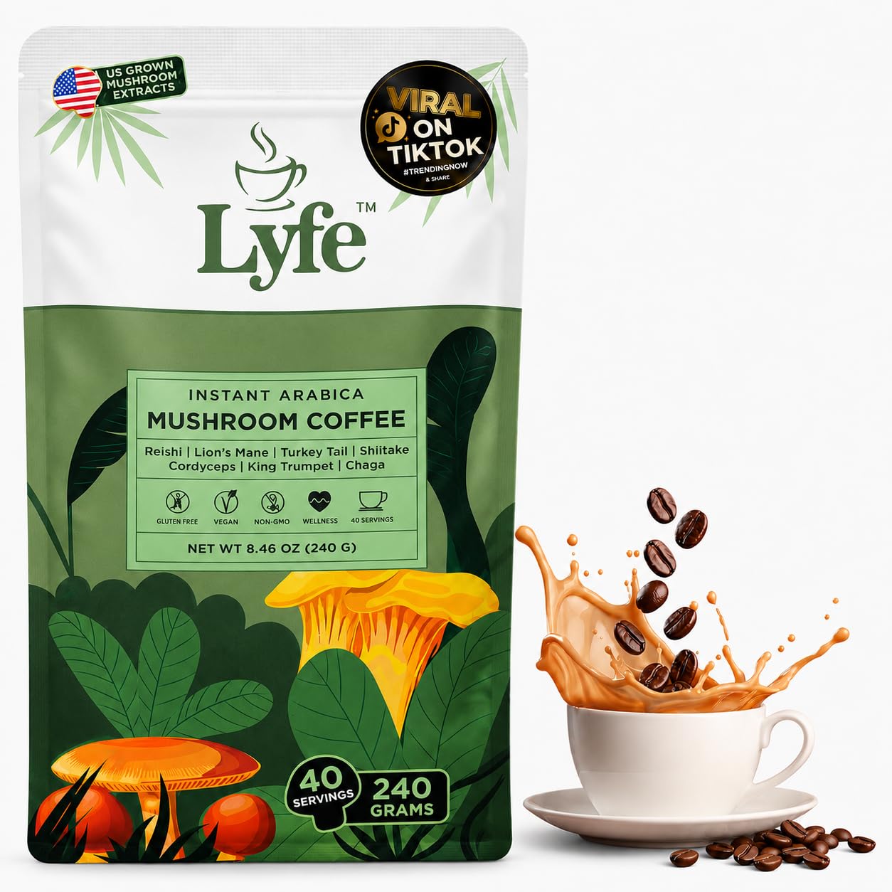 LYFE envase frontal mostrando 40 servicios y beneficios de uso rápido