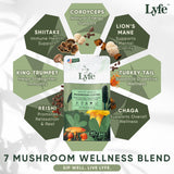 LYFE taza servida en mesa que sugiere enfoque y energía equilibrada