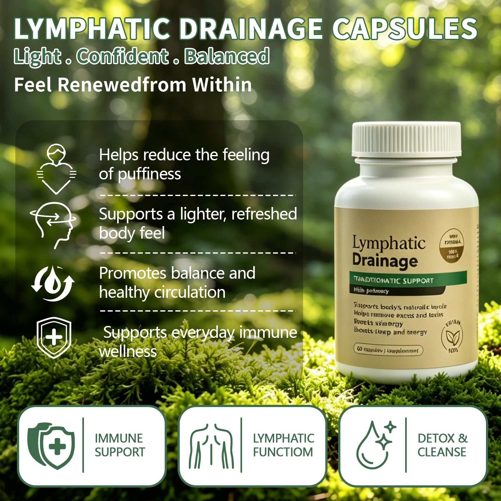 Generic cápsula en mano demostrando Lymphatic Drainage Capsules para fácil ingestión
