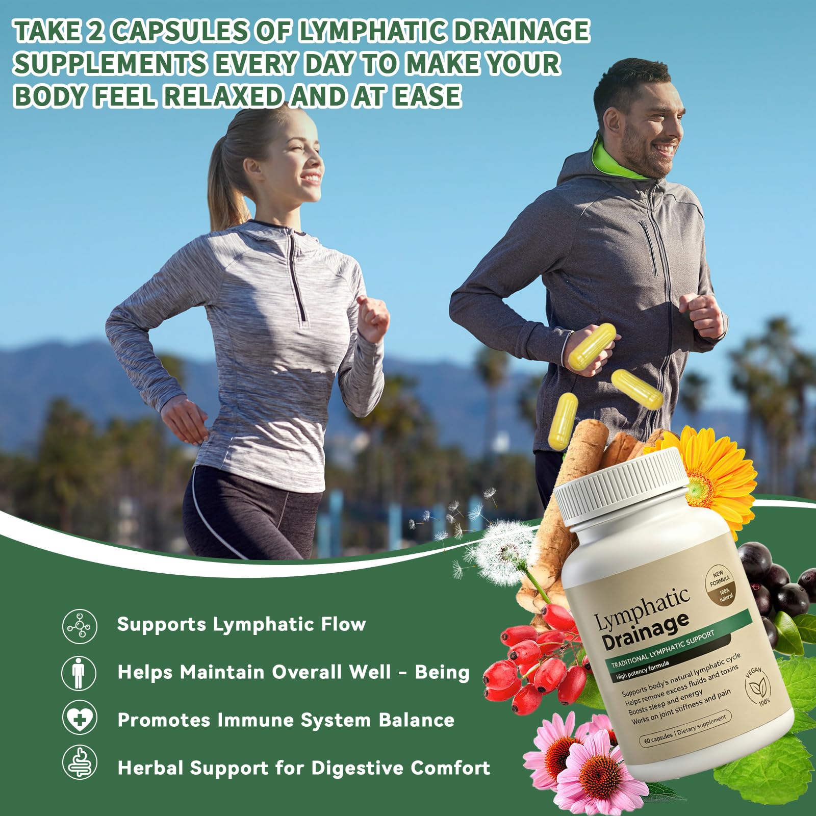 Generic cápsula junto a moneda para comparar tamaño de Lymphatic Drainage Capsules práctico