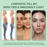 Generic frasco junto a vaso y libreta sugiriendo uso diario de Lymphatic Drainage Capsules