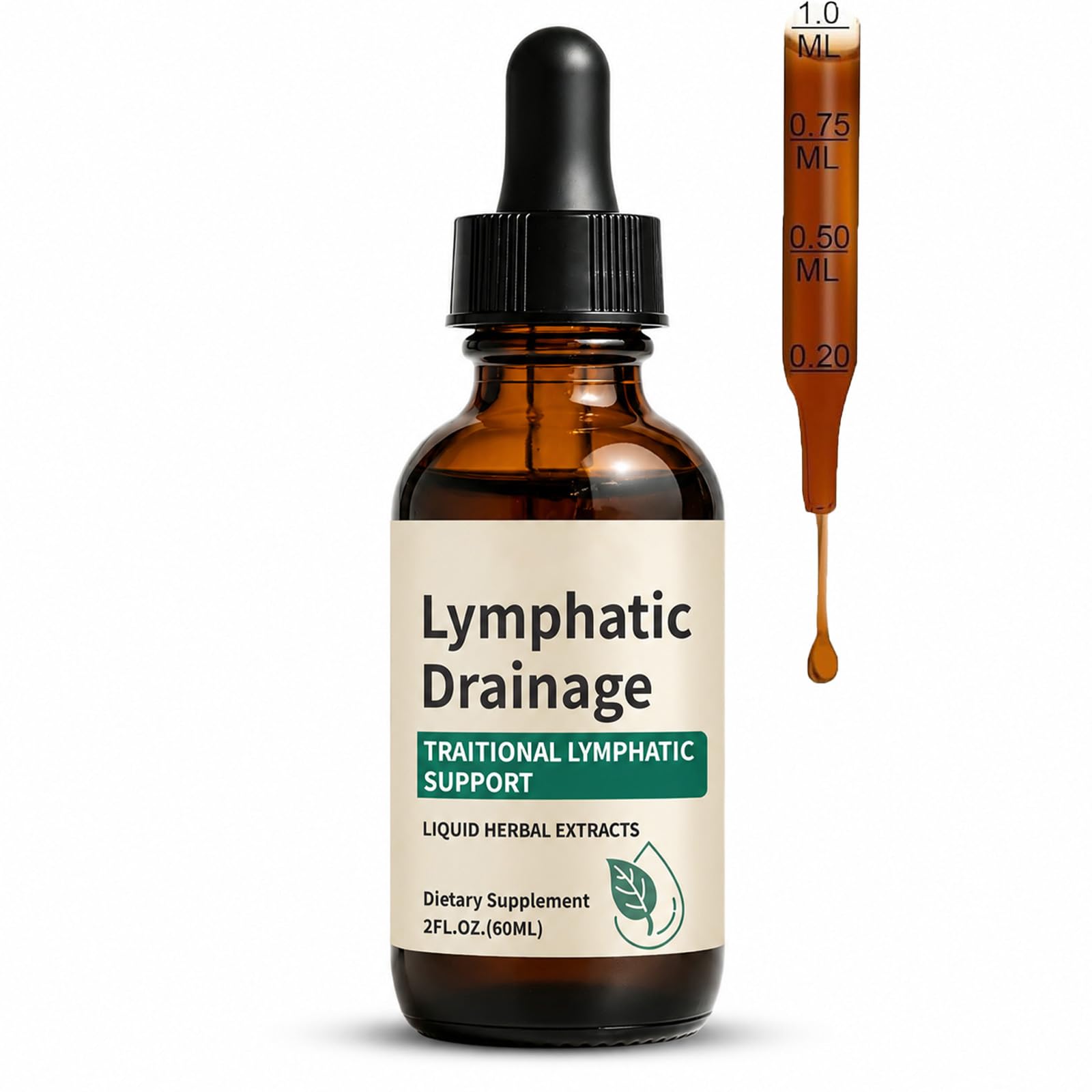 Generic Lymphatic Drainage envase frontal mostrando tamaño y uso seguro