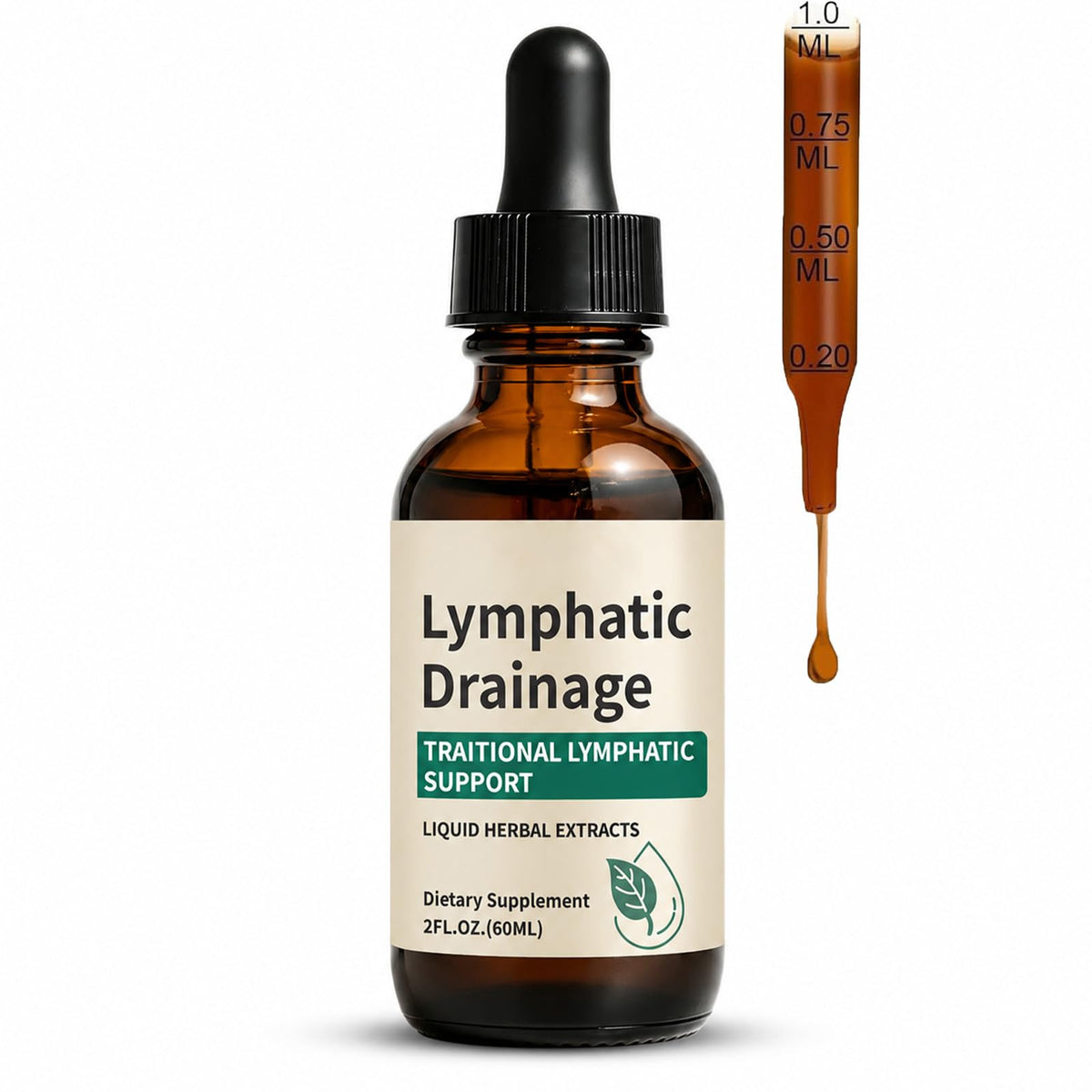 Generic Lymphatic Drainage envase frontal mostrando tamaño y uso seguro