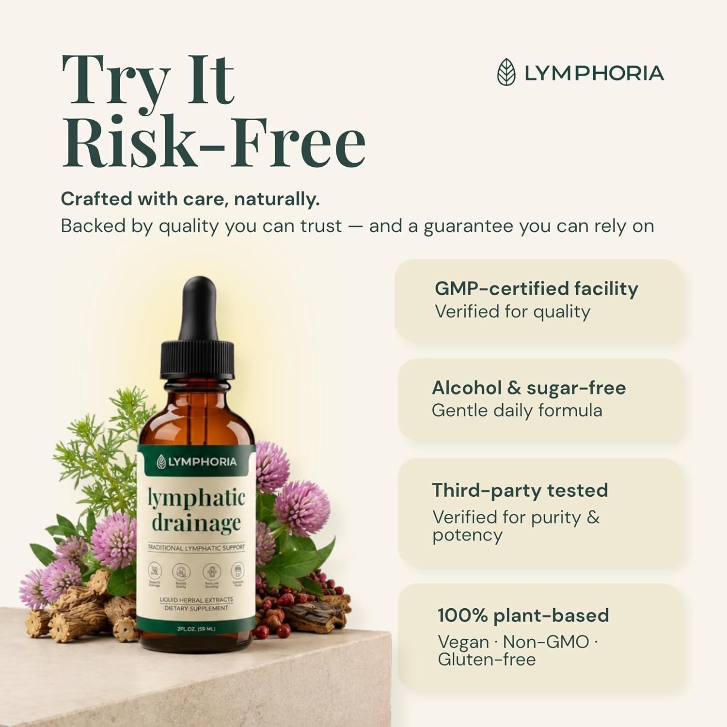 LYMPHORIA frasco en ambiente de bienestar que inspira rutina diaria