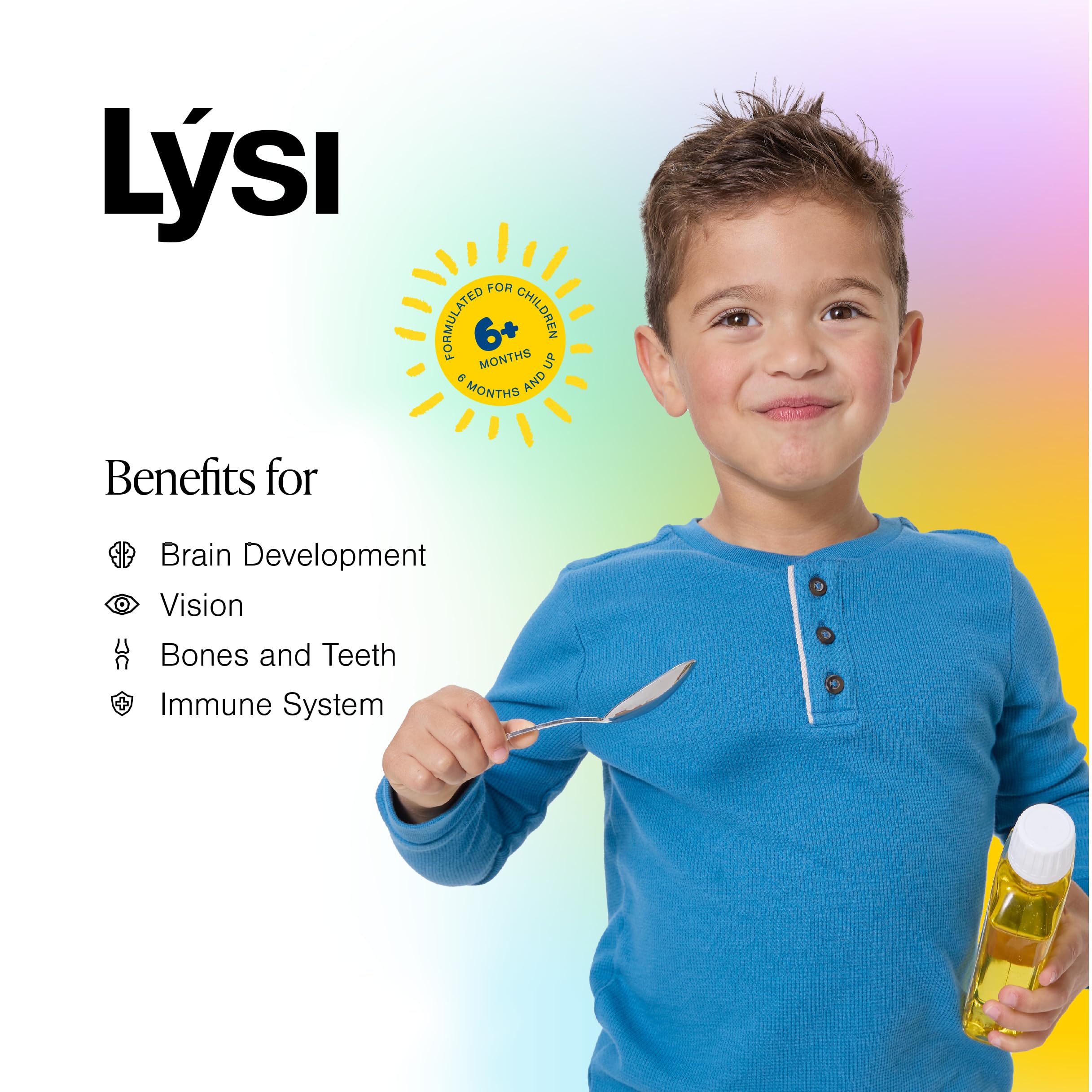 LYSI Littles cuchara dosificadora midiendo 5 ml para administración precisa