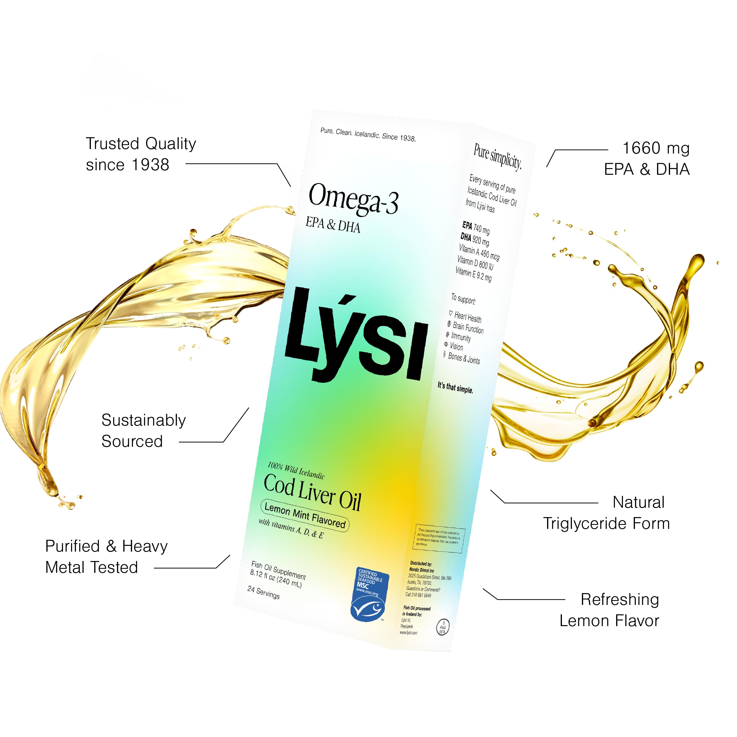 LYSI textura del aceite con aspecto límpido y aroma a menta