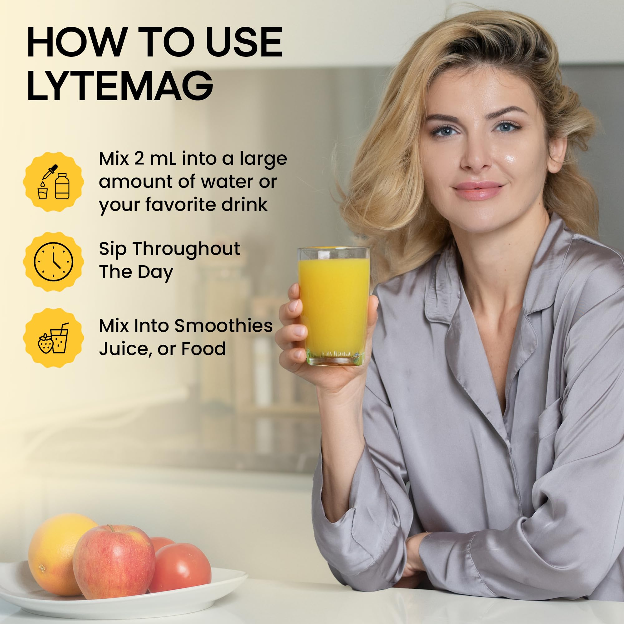 LyteLine LYTEmag mezclado en botella de agua para uso diario práctico