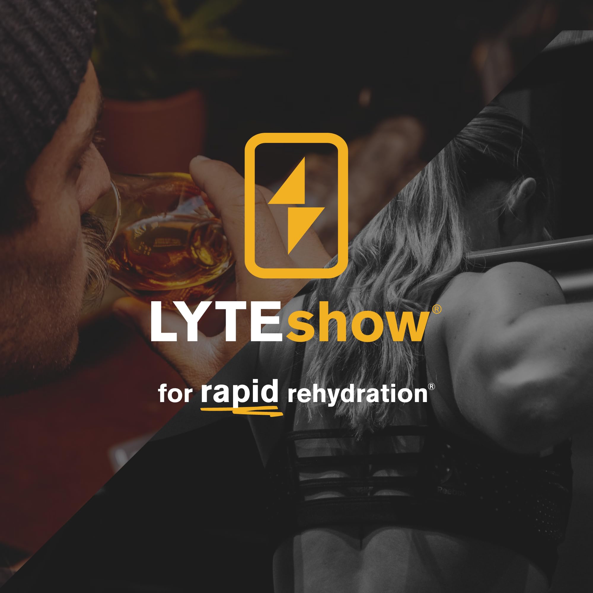 LyteLine LyteShow escena de viaje en mochila mostrando conveniencia y rehidratación fácil