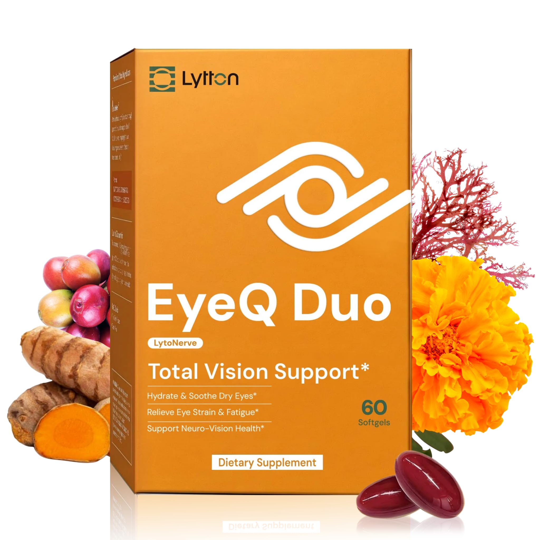 LYTTON envase frontal mostrando EyeQ Duo y beneficios para comodidad visual