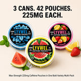 LyvWel primer plano de la textura de una pouch que acentúa entrega rápida de cafeína