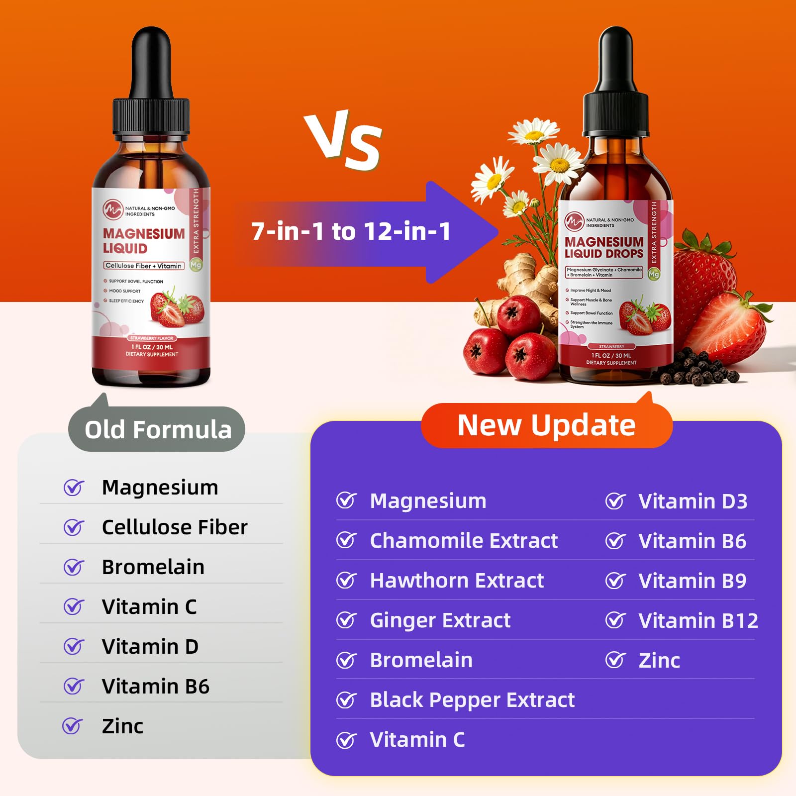 M inch etiqueta legible destacando vitaminas y extractos naturales