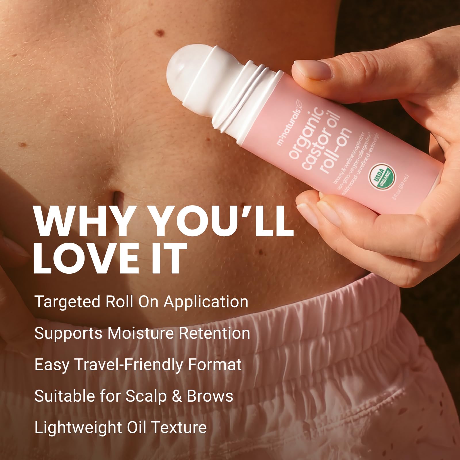 M3 Naturals comparación de tamaño 89 ml, ideal para llevar