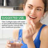 Maaoun cápsulas junto a un vaso de agua para mostrar la forma de toma recomendada