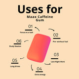 Maax Caffeinated Gum bolsa junto a un móvil para comparar tamaño y facilidad de transporte