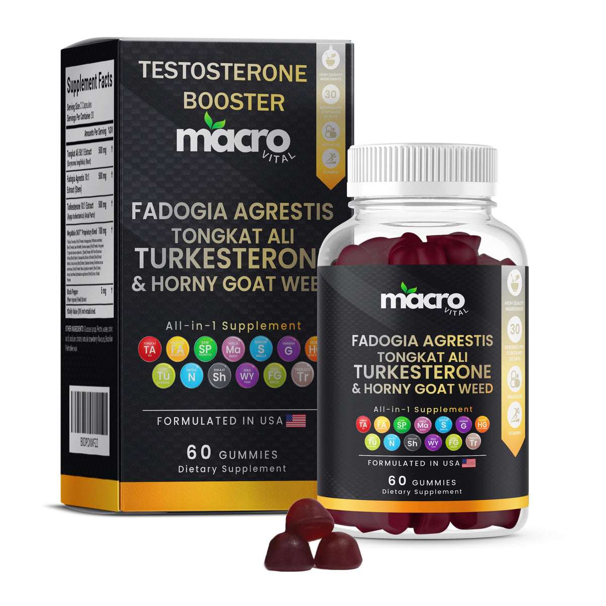 MACRO VITAL envase frontal con gominolas y beneficios visibles