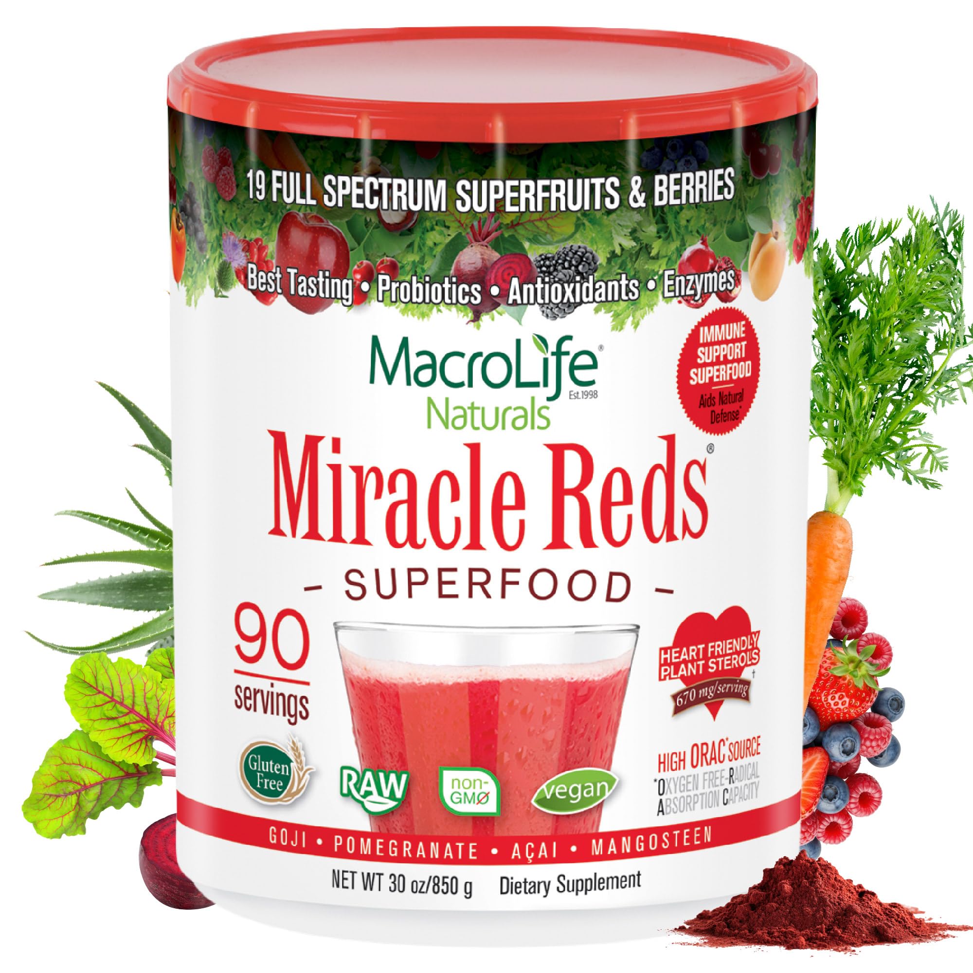 MacroLife Naturals frasco delantero mostrando el diseño y beneficio antioxidante