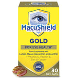 MacuShield Gold frente del paquete mostrando la marca y beneficio ocular