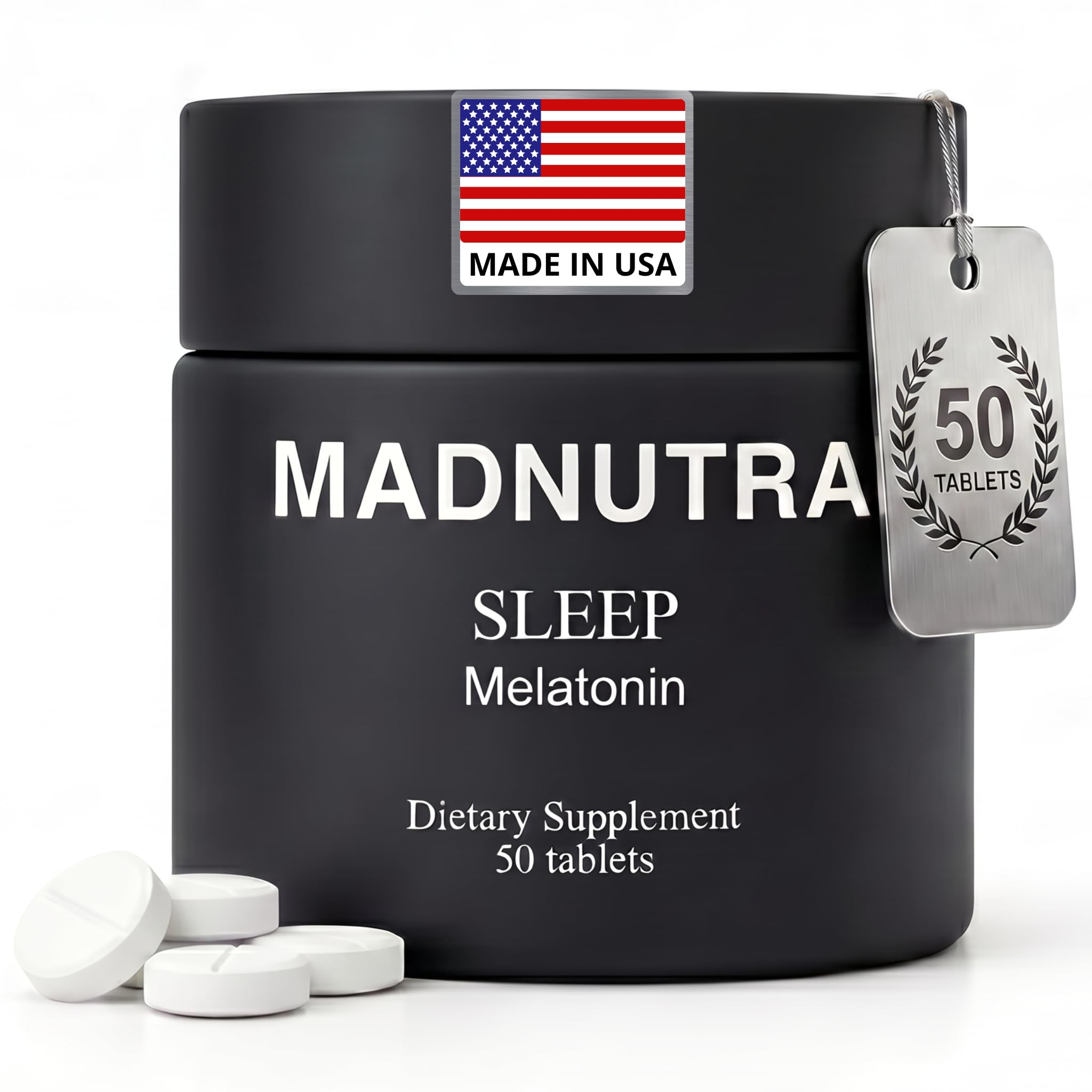 MadNutra envase frontal de Melatonin 3mg mostrando presentación clara y dosis