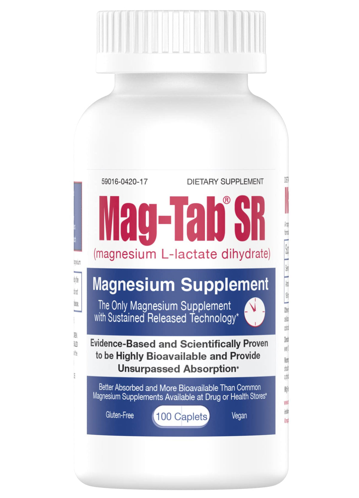 MAG-TAB SR frasco frontal mostrando el envase y conveniencia