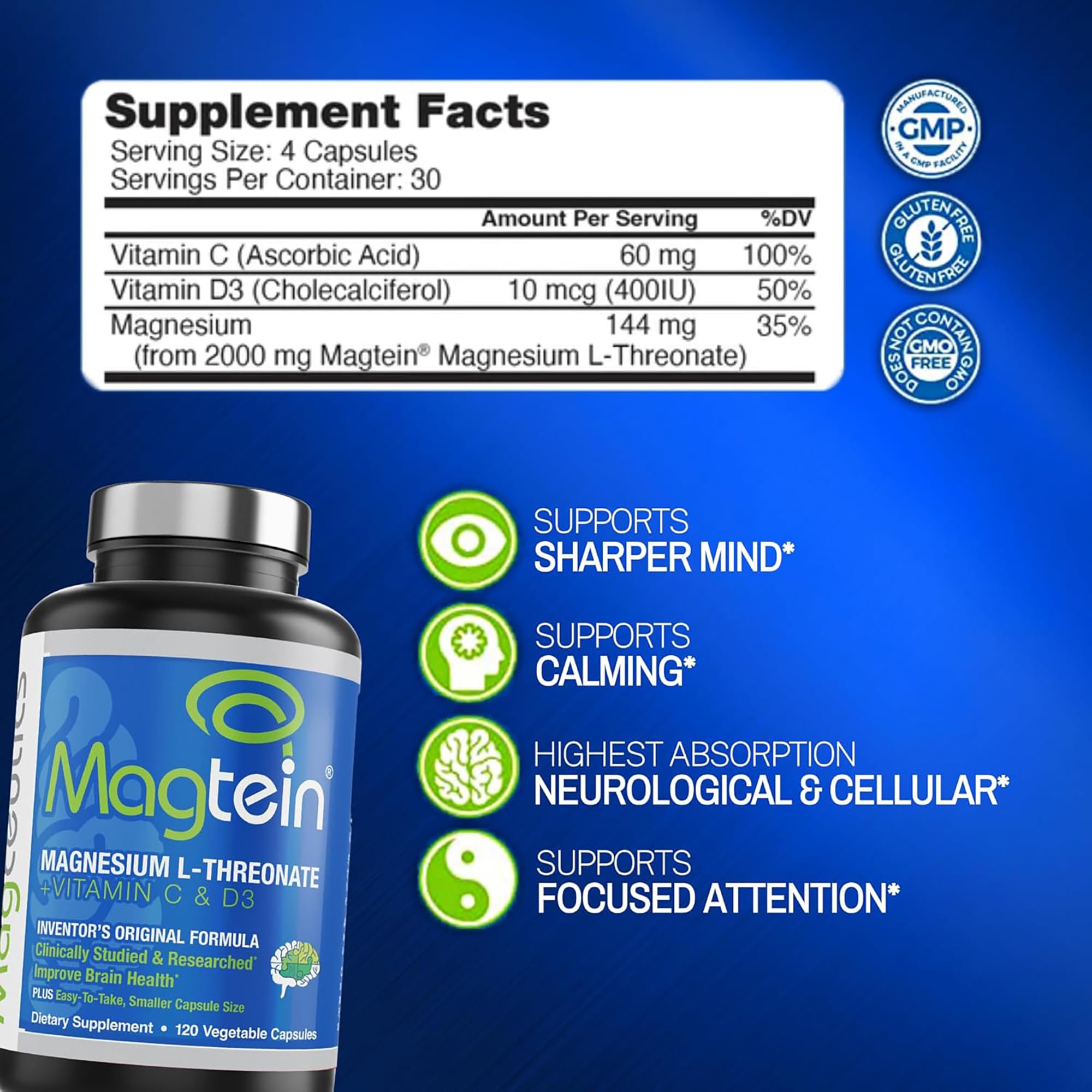 Magceutics Magtein caja abierta con cápsulas listas para consumo diario