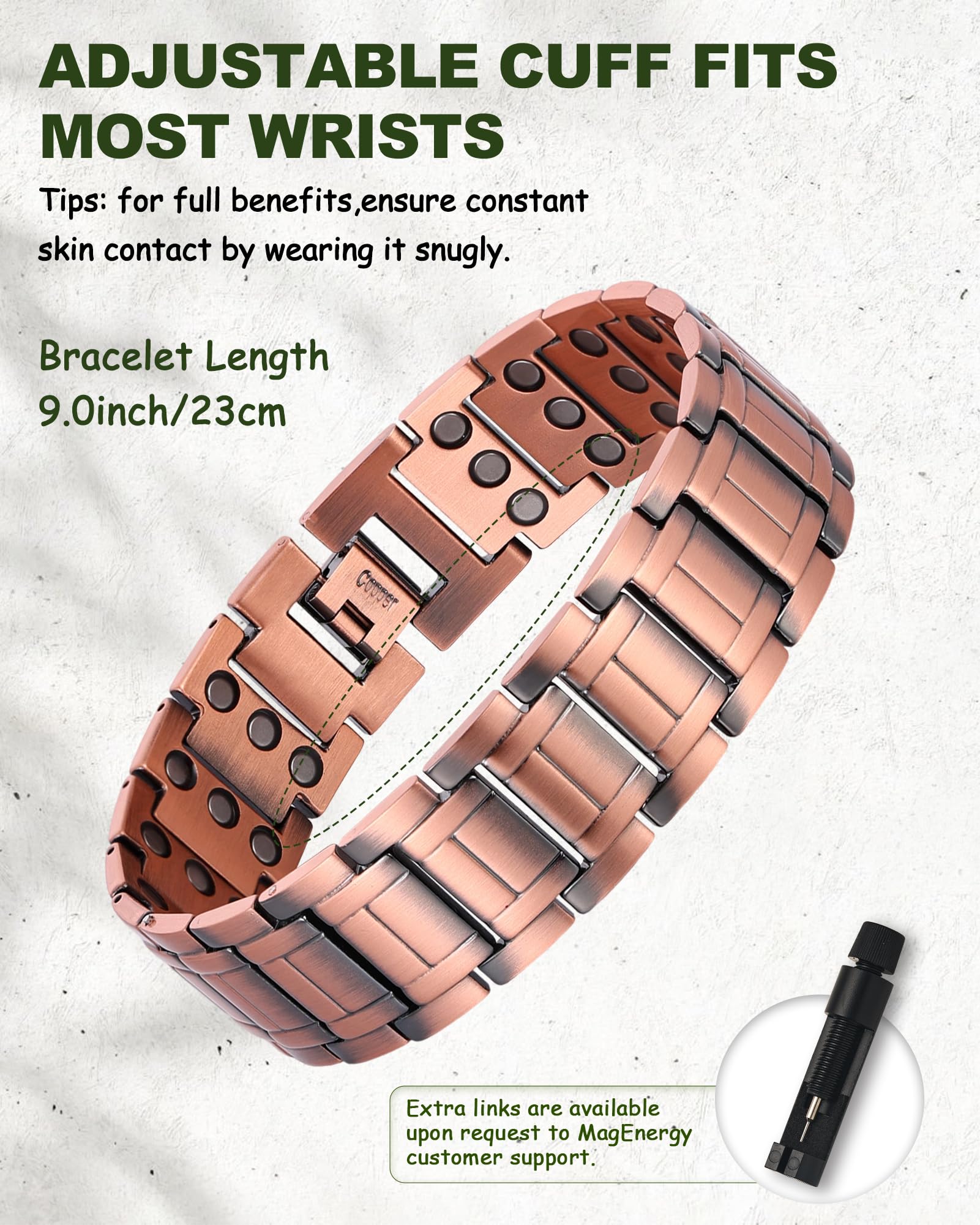 MagEnergy anillo de cobre con imanes, complemento magnético compacto