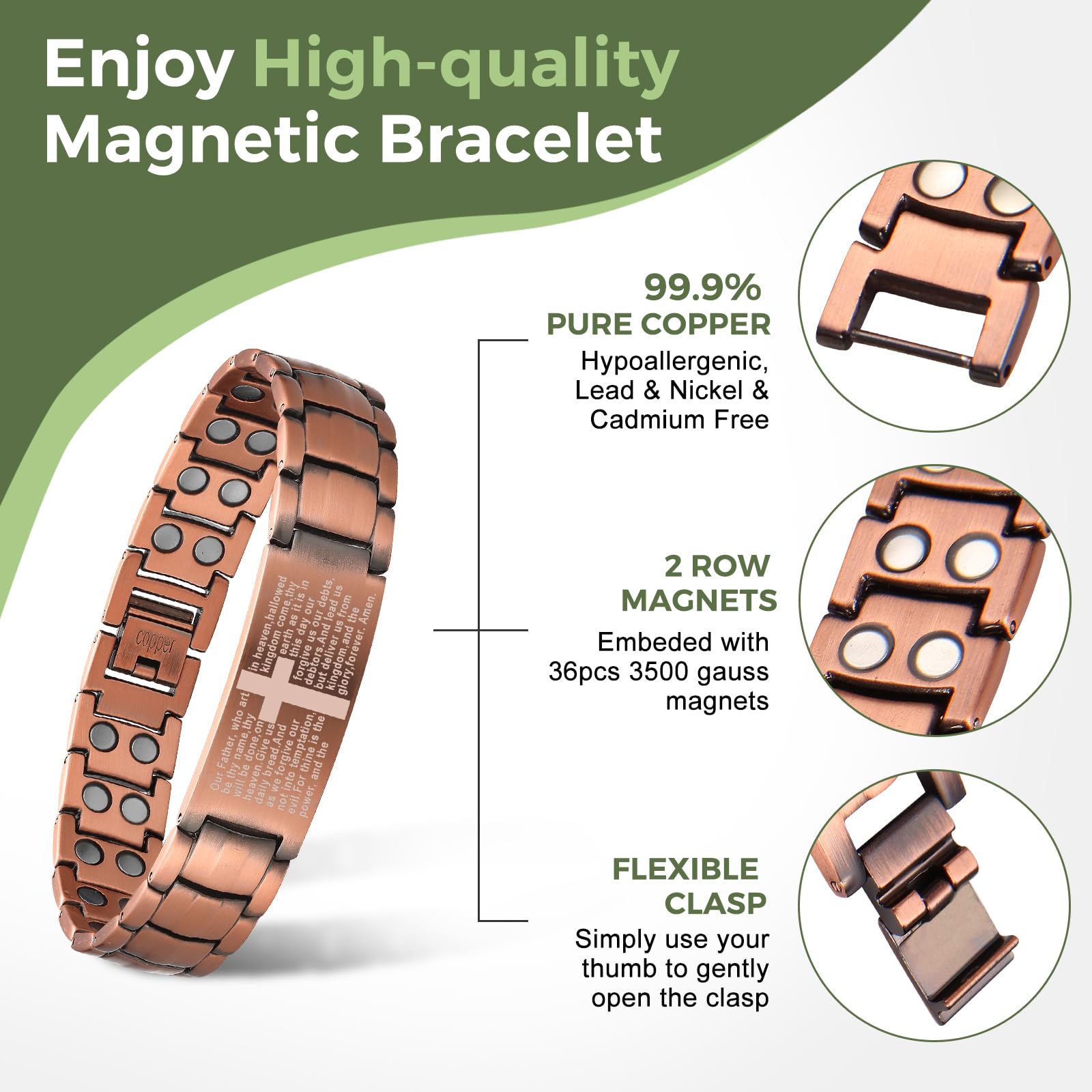 MagEnergy detalle frontal cruz visible diseño masculino distintivo